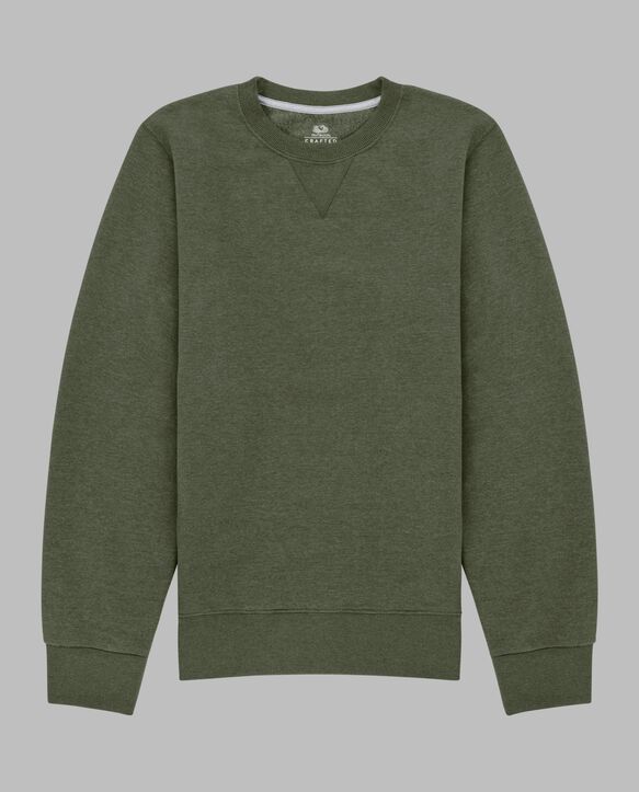 Men's Crafted Comfort Favorite Fleece Crew Military Green Heather