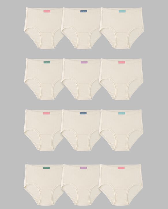 Toddler Girls' Natural Cotton Brief Underwear, 12 Pack ASSORTED