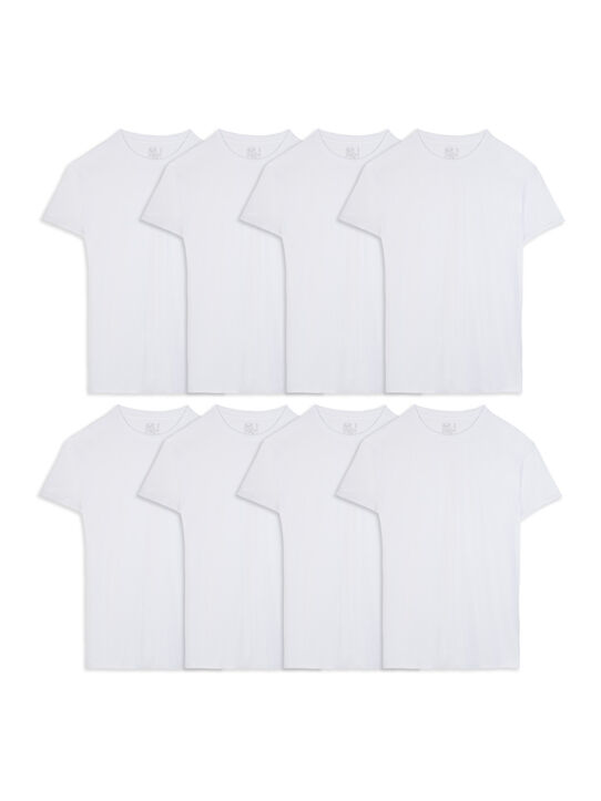 Men's Short Sleeve Active Cotton White Crew T-Shirts, 8 Pack White