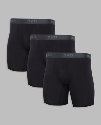 BVD® Men's Ultra Soft Boxer Briefs, Black 3 Pack 