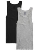 Men's A-Shirts, Black and Gray 2 Pack, Size 2XL Black/Gray