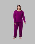 Women's Plus Fit for Me® Soft & Breathable Crew Neck Long Sleeve Shirt and Pants, 2 Piece Pajama Set BOYSENBERRY