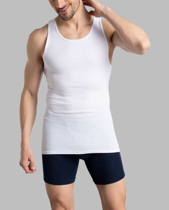Men's White Short Sleeve A-Shirt, 10 Pack WHITE