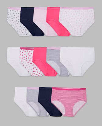 Girls' Assorted Cotton Brief Underwear, 14 Pack 