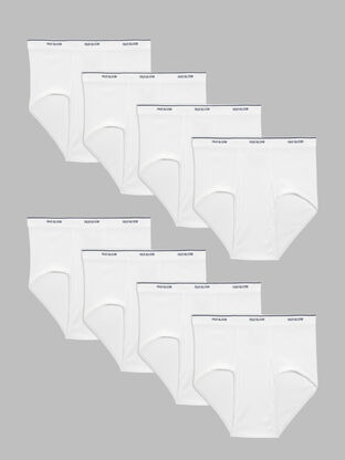 Men's Cotton Briefs, Extended Sizes White 8 Pack 