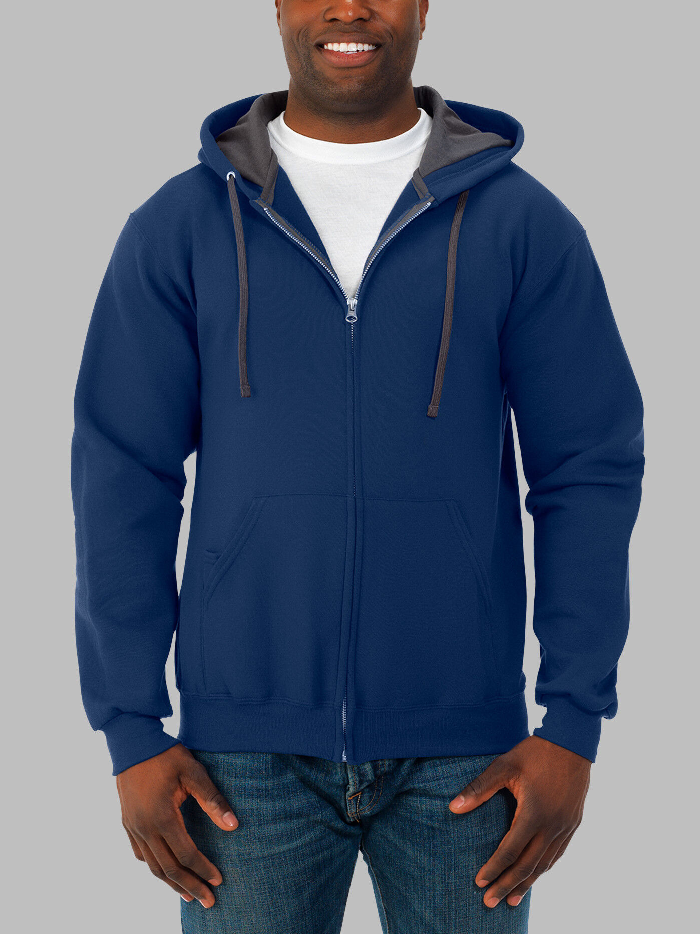 Men s Supersoft Fleece Full Zip Hoodie Sweatshirt Extended Sizes