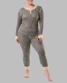 Women's Raschel Henley Top and Pant, 2-Piece Pajama Set ANIMAL