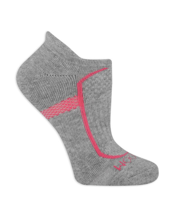 Women's CoolZone Cotton Cushioned No Show Tab Socks 6 Pair Gray