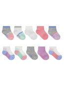 Baby Girls' Beyondsoft® Grow and Fit Ankle Socks, Pink/Gray/Blue 10 Pack ASSORTED