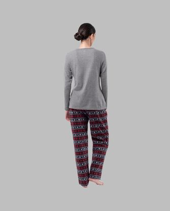 Women's Grey Heather Top and Flannel Bottom Set 