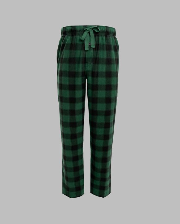 Fruit of the Loom Men's Holiday and Plaid Microfleece Sleep Pant, 2 Pack JOLLY/GREEN BUFFALO CHECK