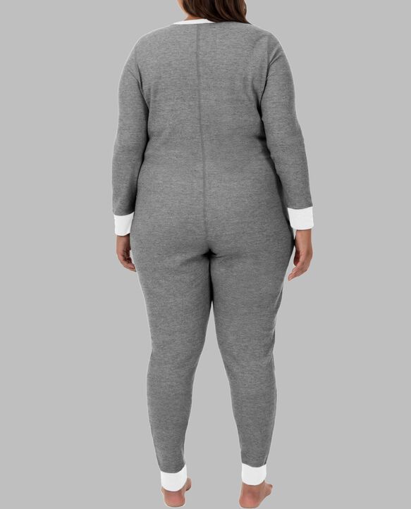 Women's Plus Fit for Me® Waffle Unionsuit SMOKE INJECTION HEATHER
