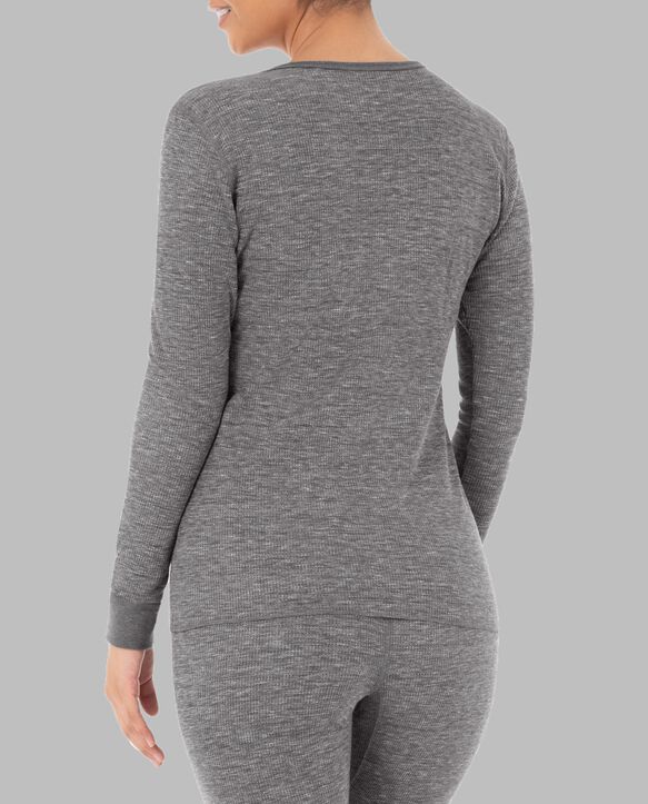 Women's Thermal Crew Top, 2 Pack SMOKE INJECTION HEATHER/ SMOKE INJECTION HEATHER