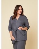 Women’s Seek No Further Plus Size ¾ Sleeve Stretch Tie Jacket Charcoal