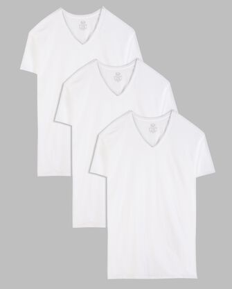 Tall Men's Short Sleeve V- neck T-Shirt, White 3 Pack 