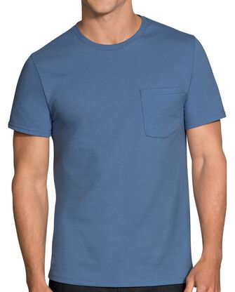 Men’s Short Sleeve Assorted Pocket T-Shirt, Extended Sizes,  6 Pack 