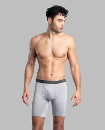 Men's Micro-Stretch Long Leg Boxer Briefs, 2XL Black and Gray 4 Pack 