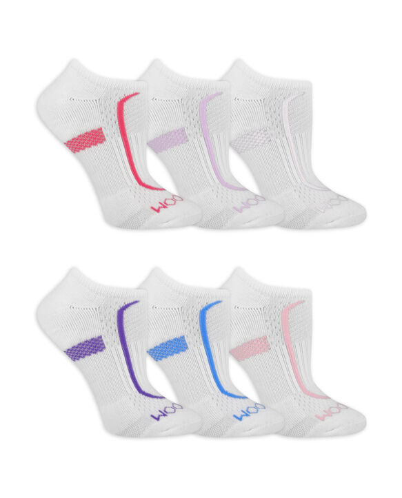 Women's CoolZone Cotton Cushioned No Show Tab Socks 6 Pair White