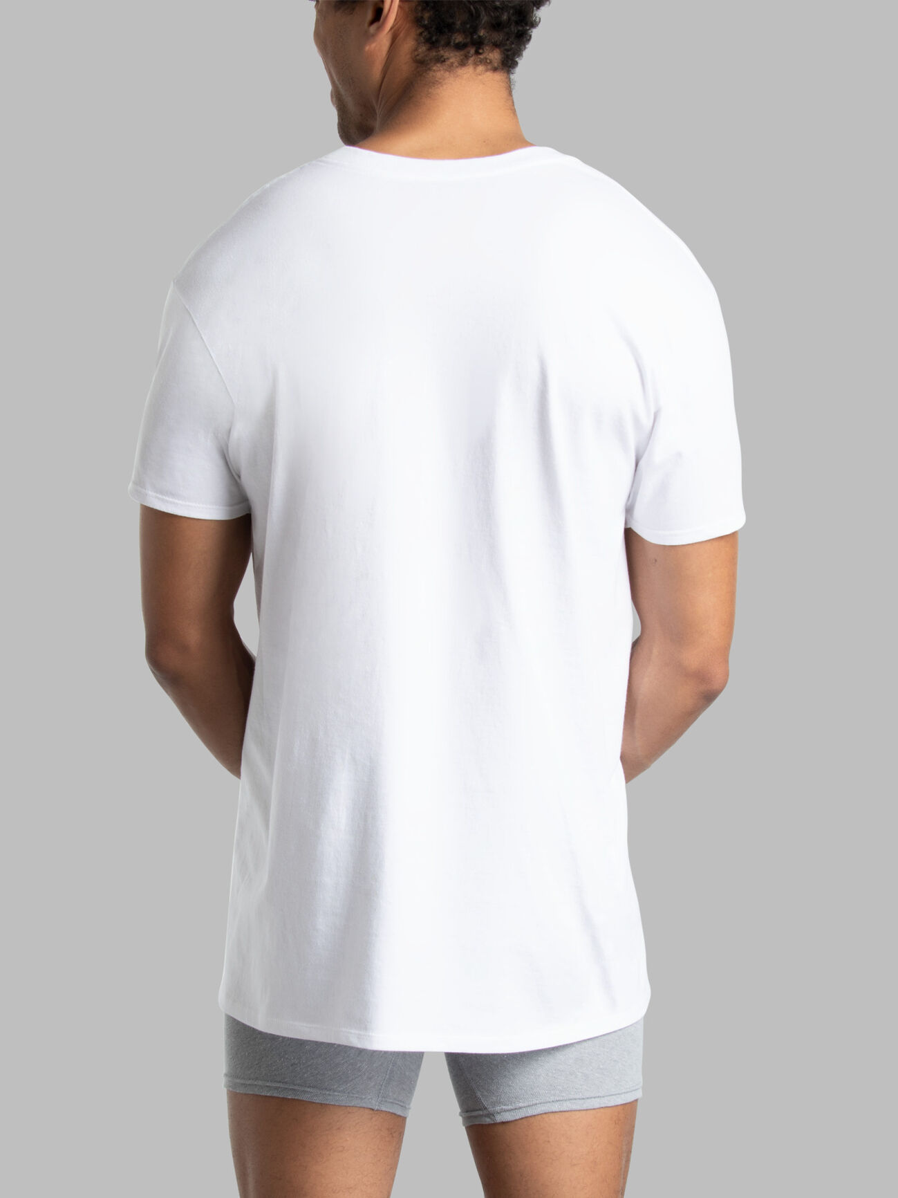 Men's Short Sleeve V-neck T-Shirts, White 6 Pack, Extended Sizes