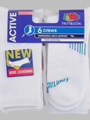 Women's Active Crew Socks, 6 Pack WHITE/MULTI 128