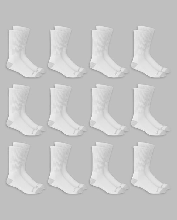 Men's Dual Defense®Crew Socks, 12 Pack, Size 6-12 WHITE/GREY