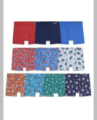 Toddler Boys' EverSoft Print and Solid Boxer Brief, 10 Pack 