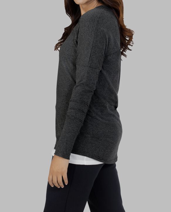 Women's Essentials Long Sleeve Scoop Neck T-Shirt Black Heather