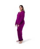 Women's Plus Soft & Breathable Plus Size Crew Neck Long Sleeve Shirt and Pants Pajama Set BOYSENBERRY