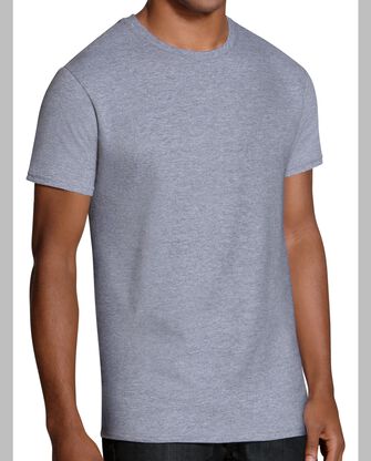 Men's Short Sleeve Black/Gray  Crew T-Shirts, 6 Pack, Extended Sizes 