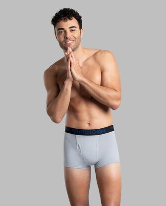 Men's Premium Breathable Cotton Mesh Short Leg Boxer Briefs, Black and Gray 3 Pack 