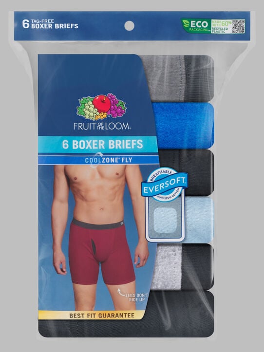 Men's CoolZone® Covered Waistband Boxer Brief, Assorted 6 Pack Assorted