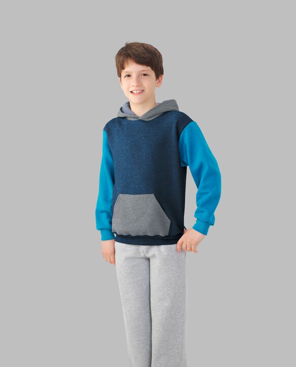Boys' Fleece Hoodie Sweatshirt Navy/Pacific Blue