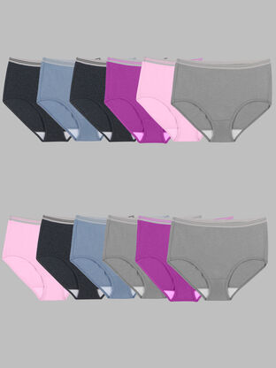 Women's Heather Brief Panty, Assorted 12 pack 