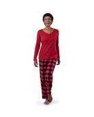 Women's Red Sleep Top and Flannel Bottom Set 