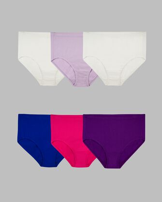 Women's Plus Fit for Me® Breathable Cotton-Mesh Brief Panty, Assorted 6 Pack 