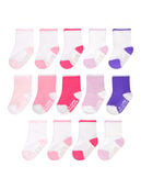 Baby Pack Grow & Fit Flex Zones Cotton Stretch Socks, 0-6 Months Pink Pop 14 Pack PINK