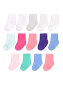 Baby Pack Grow & Fit Flex Zones Cotton Stretch Socks, 0-6 Month Pink 14 Pack PINK