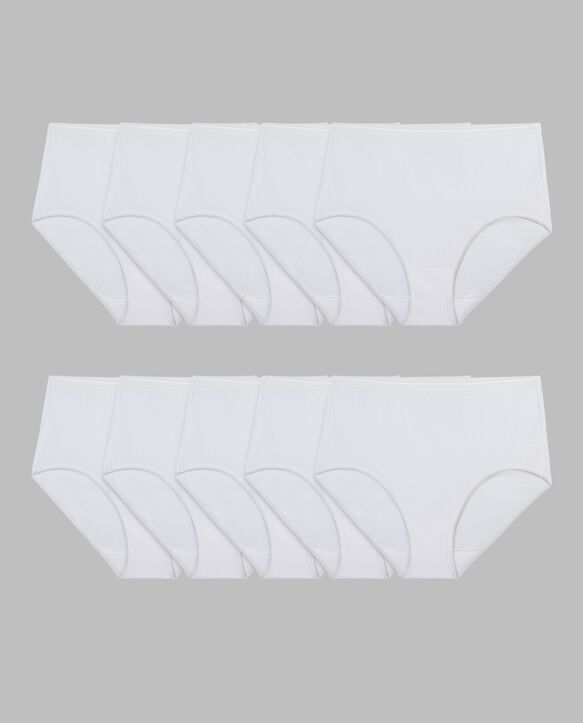 Women's Cotton Brief Panty, White 10 Pack White