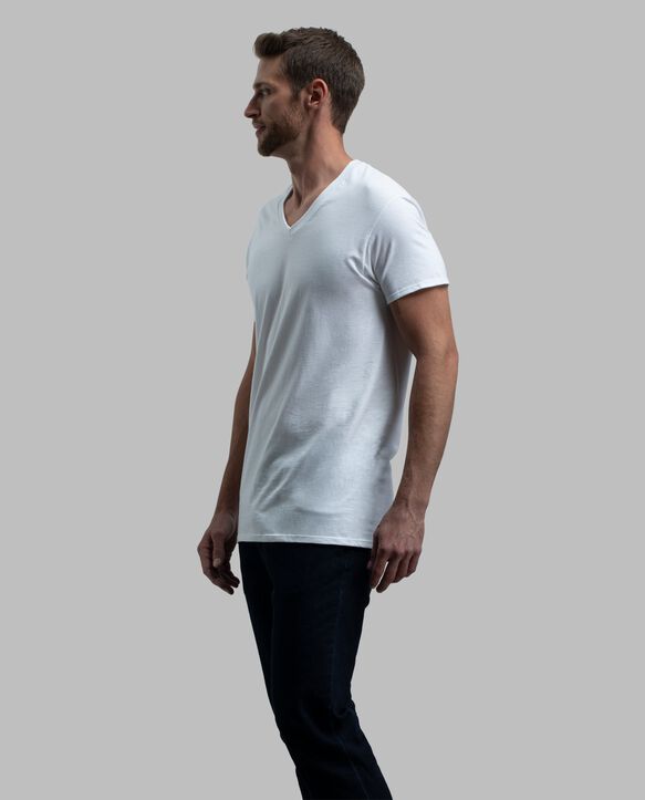 BVD® Men's Short Sleeve Cotton V-neck T-Shirt, White 5 Pack White
