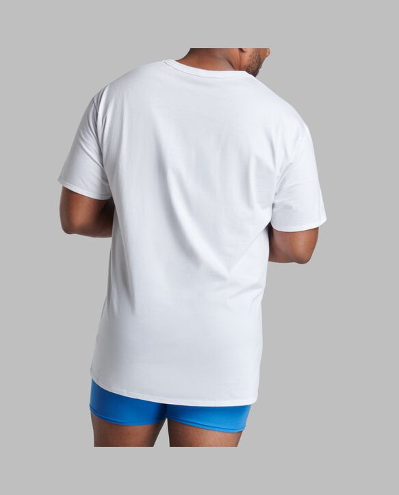 Tall Men's Short Sleeve V-neck T-Shirt, White 6 Pack White