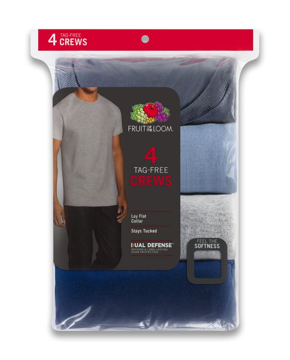 Men's Short Sleeve Assorted Crew T-Shirts, Extended Sizes, 4 Pack
