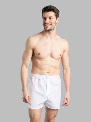 Men's Relaxed Fit Boxers, White 5 Pack 