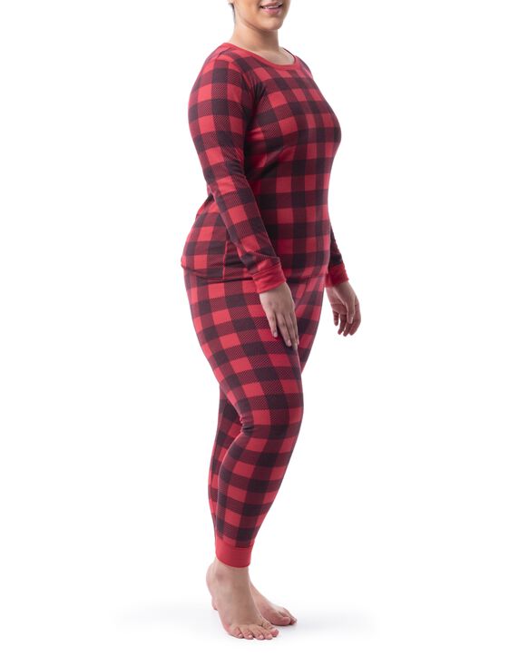 Women's Plus Waffle Crew Top and Pant, 2-Piece Pajama Set 