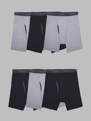Men's Eversoft® CoolZone® Fly Boxer Briefs, Black and Gray 6 Pack 