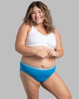 Women's Plus Fit for Me® Heather Cotton Hi-Cut Panty, Assorted 6+2 Bonus Pack 