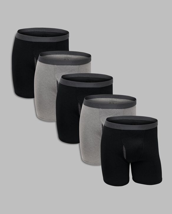 Fruit of the Loom Premium CoolZone Men's Boxer Briefs, 4+1 Bonus Pack - Black/Gray ASSORTED
