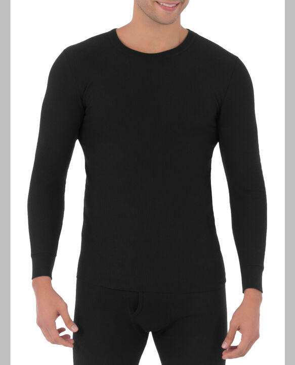 Men's Classic Thermal Underwear Crew Top BLACK SOOT