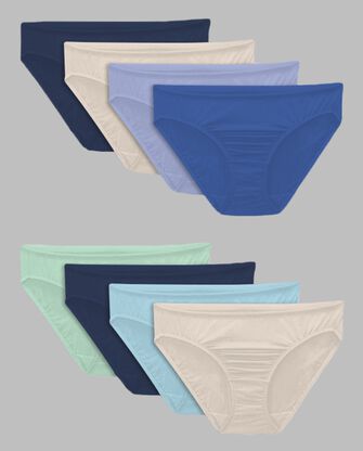 Women's Assorted Breathable Micro-Mesh Bikini Panty, 8 Pack 