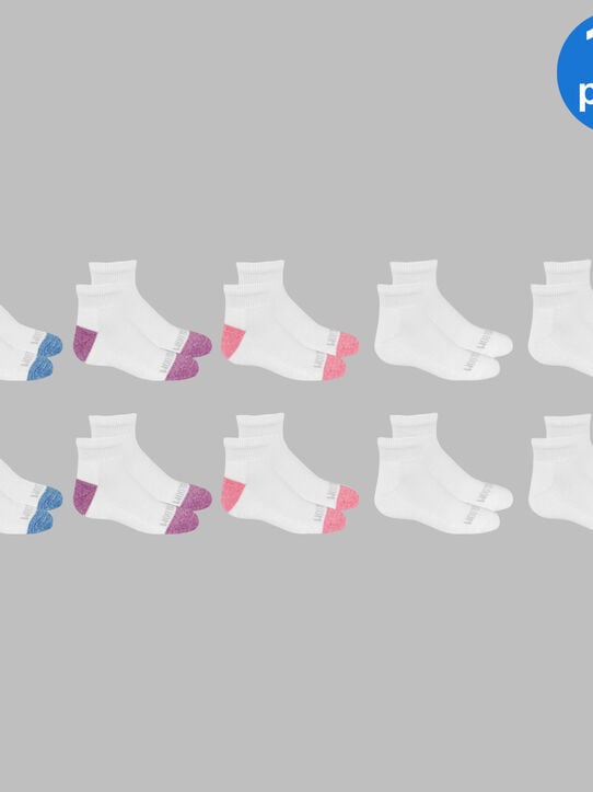 Girls' Sport Ankle Socks White, 10 Pack WHITE