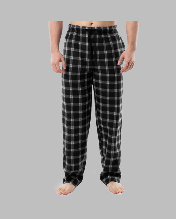 Fruit of the Loom Men's Fleece Sleep Pant, 2 Pack BLACK/BLACK